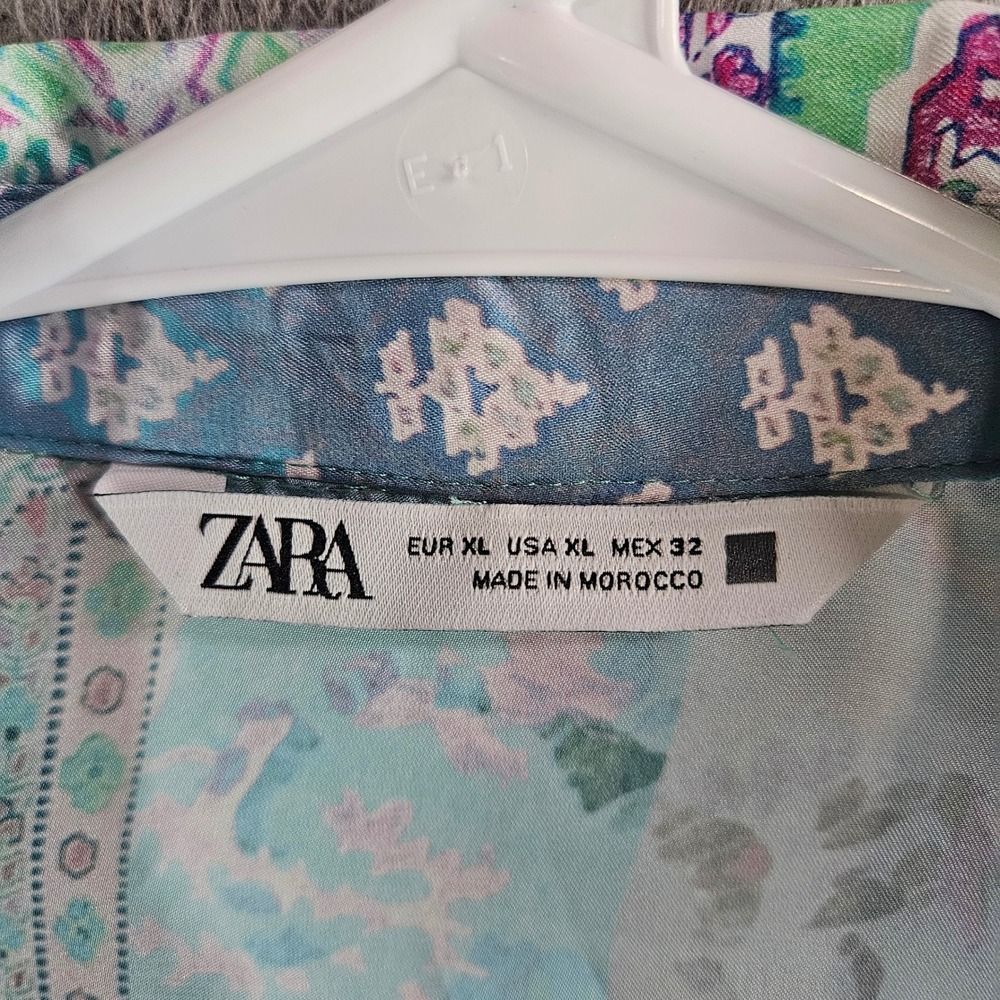 Zara Womens XL Patchwork Paisley Floral Print Button Down Shirt Multi Color - Picture 4 of 9